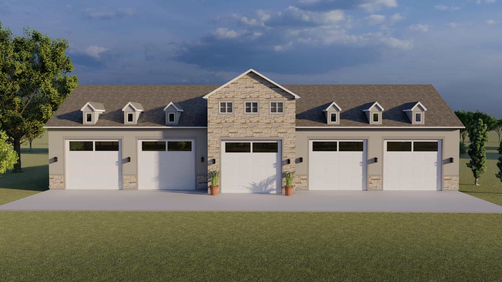 6-Car Rustic Style Garage, 3 Bedrm, 6531 Sq Ft | Plan #187-1190