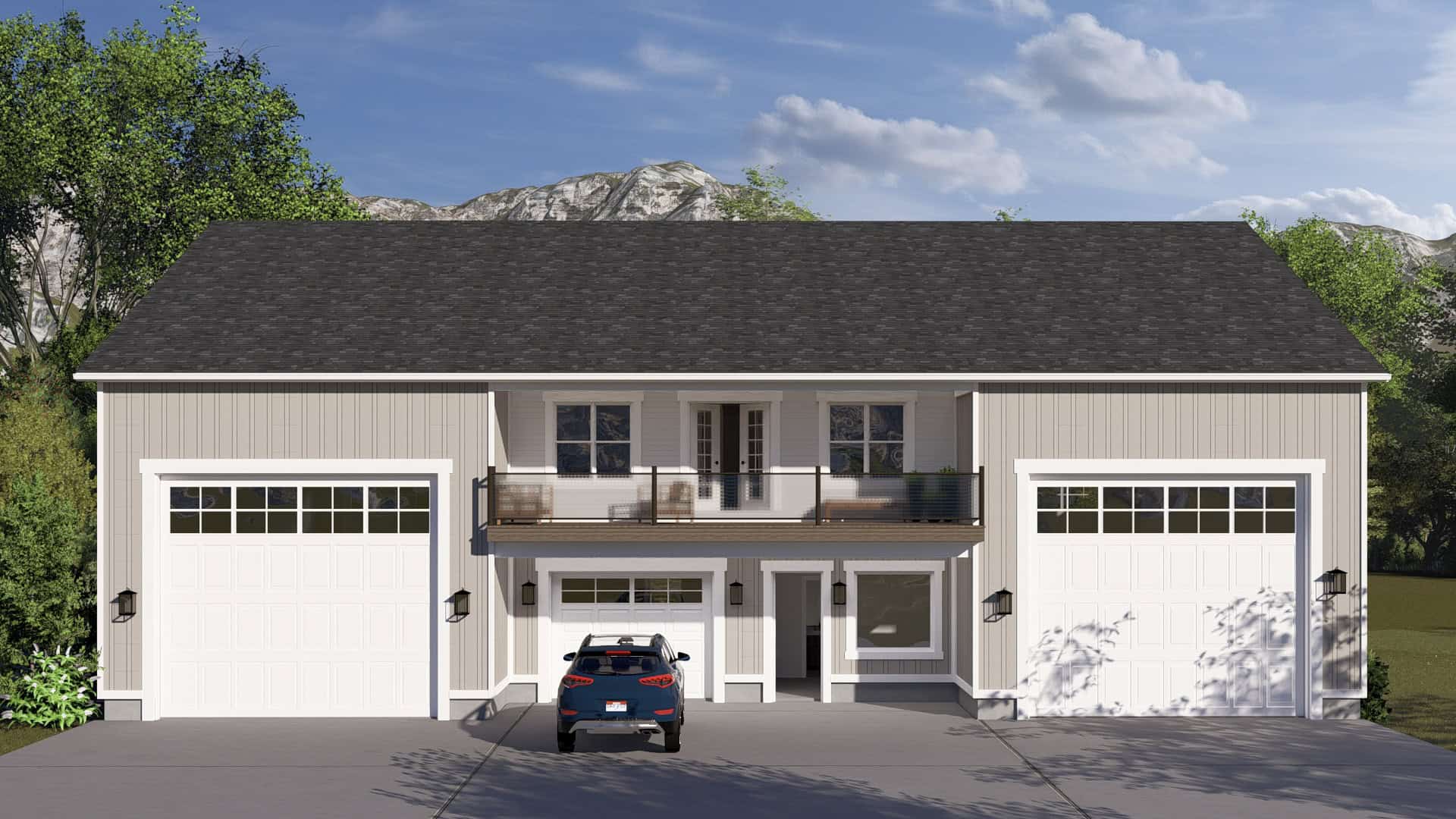 1-Bedroom, 1376 Sq Ft Garage w/Apartments Home Plan #187-1238