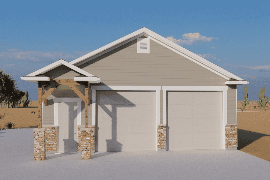 1216 Sq Ft Garage House Plan #187-1253 - Front Exterior