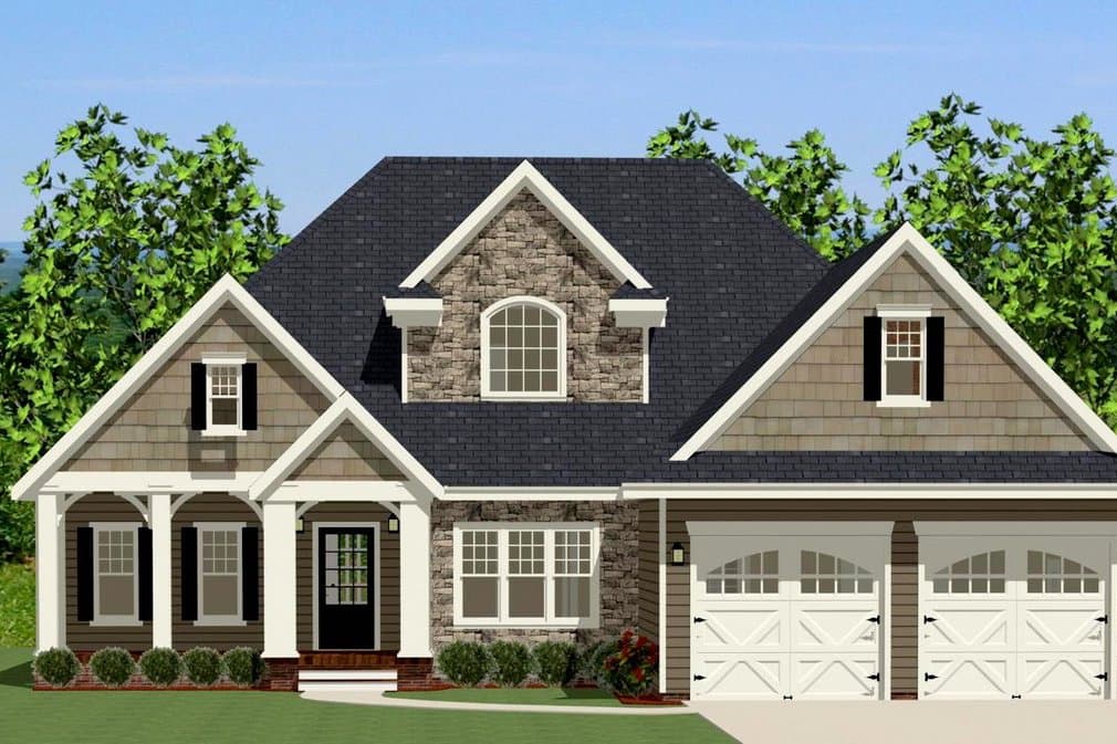 3-Bedroom, 2363 Sq Ft Country House Plan - 189-1005 - Front Exterior