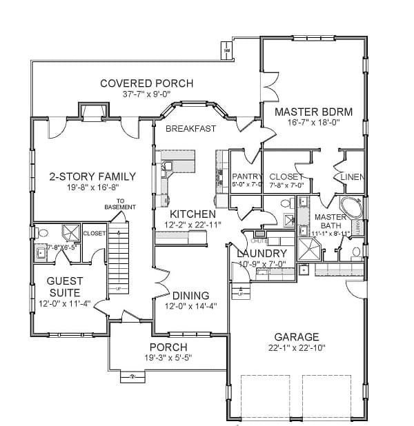 Floor Plan First Story of Colonial Plan #189-1013