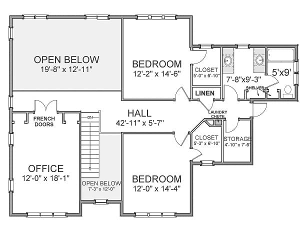 Floor Plan Second Story of Colonial Plan #189-1013