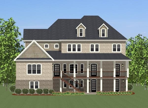 Home Plan Rear Elevation of this 5-Bedroom,3263 Sq Ft Plan -189-1013