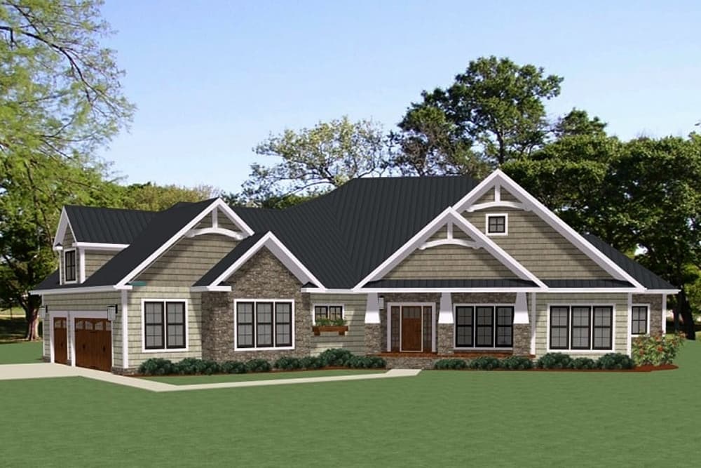 3-Bedroom, 3079 Sq Ft Craftsman House Plan - 189-1112 - Front Exterior