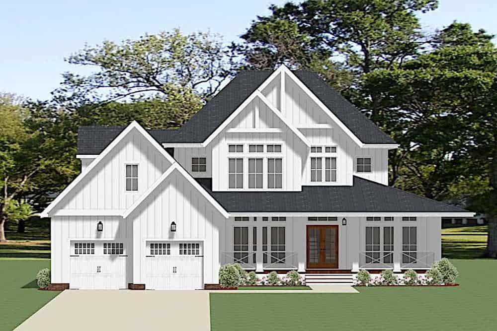 4-Bedroom, 3208 Sq Ft Farmhouse Home Plan - 189-1122 - Main Exterior