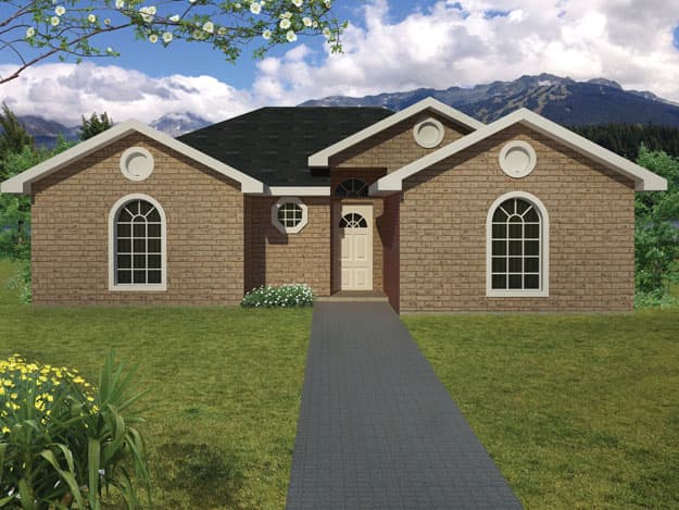 3-Bedroom, 1141 Sq Ft Ranch Home Plan - 191-1012 - Main Exterior