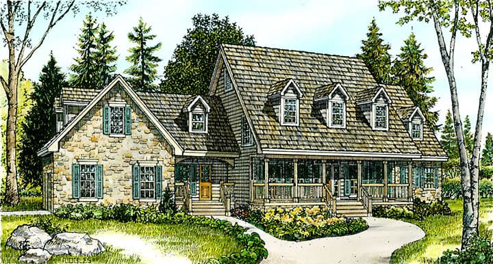 3-Bedroom, 2916 Sq Ft Country Home Plan - 192-1015 - Main Exterior
