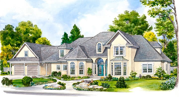 4-Bedroom, 4555 Sq Ft European House Plan - 192-1025 - Front Exterior