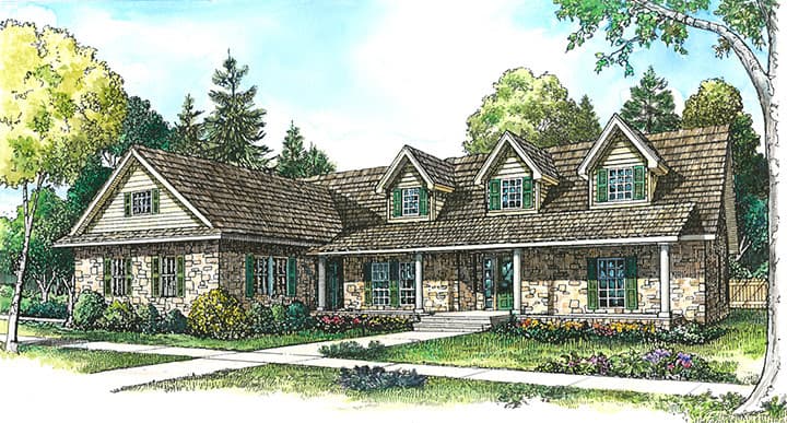 3-Bedroom, 2643 Sq Ft Country Home Plan - 192-1032 - Main Exterior