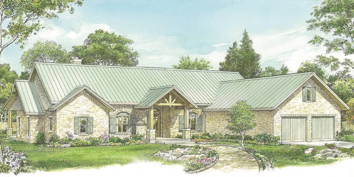 3-Bedroom, 2797 Sq Ft Texas Style House - Plan #192-1059 - Front Exterior