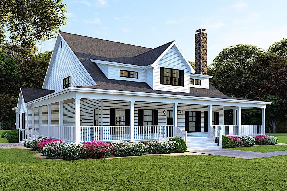 4-Bedroom, 3474 Sq Ft Farmhouse Home - Plan #193-1089 - Main Exterior