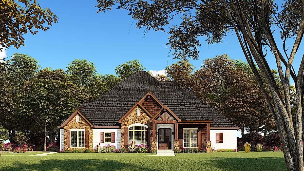 4-Bedroom, 2520 Sq Ft French House Plan - 193-1147 - Front Exterior