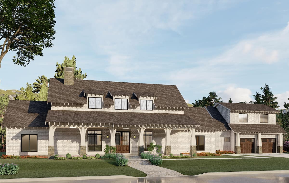 3-Bedroom, 2765 Sq Ft Arts and Crafts House Plan - 193-1200 - Front Exterior