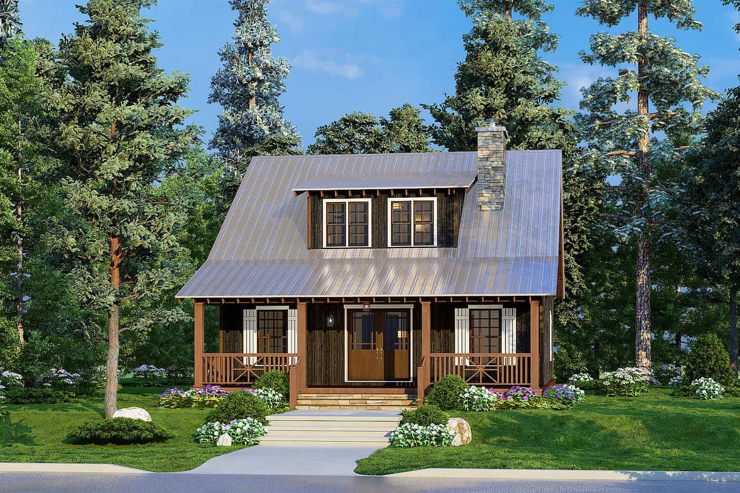 1-Bedroom, 1425 Sq Ft Cottage House Plan - 193-1213 - Front Exterior