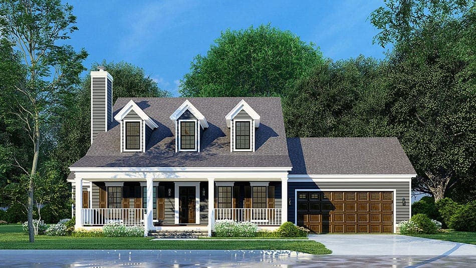 4-Bedroom, 2119 Sq Ft Farmhouse Home Plan - 193-1247 - Main Exterior