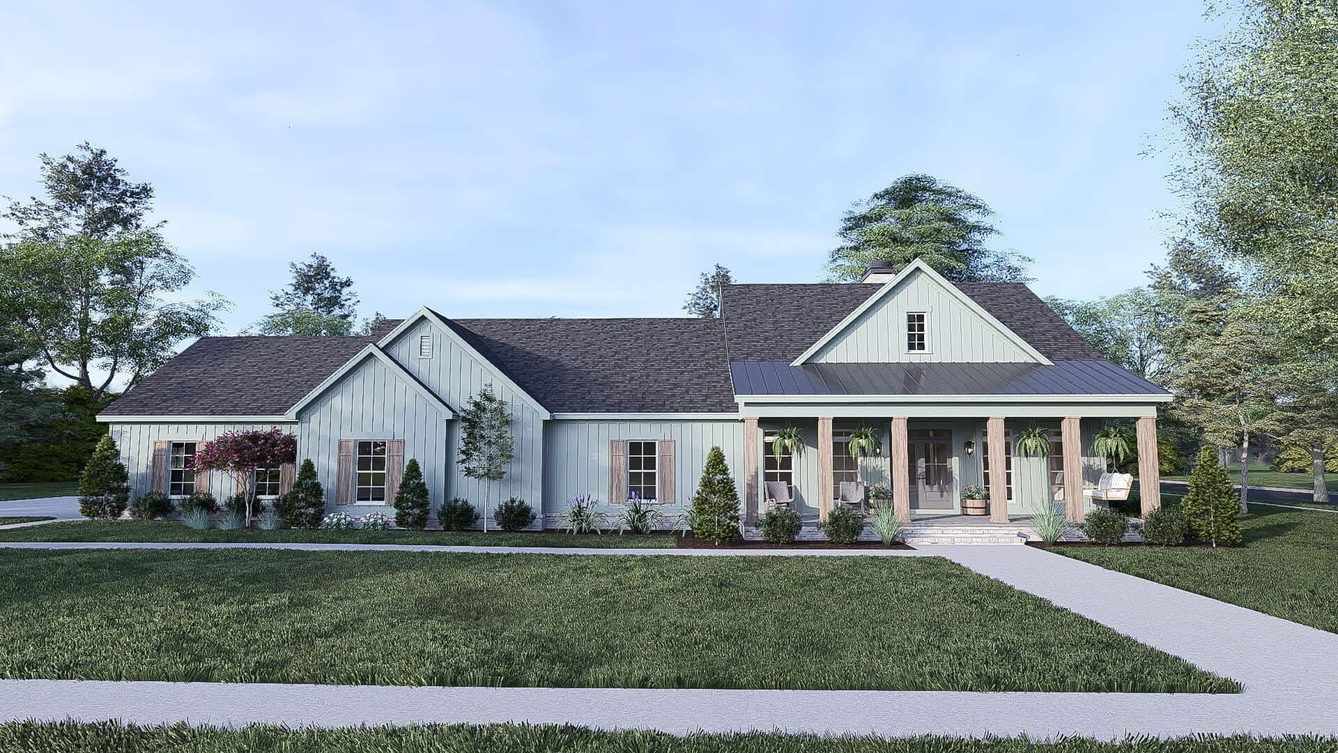 Farmhouse Home Plan - 3 Bedrms, 2.5 Baths - 3046 Sq Ft - #193-1286