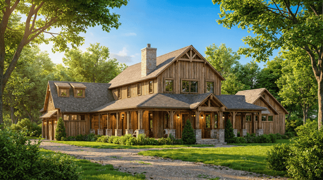 Front elevation of Rustic home (ThePlanCollection: House Plan #193-1296)