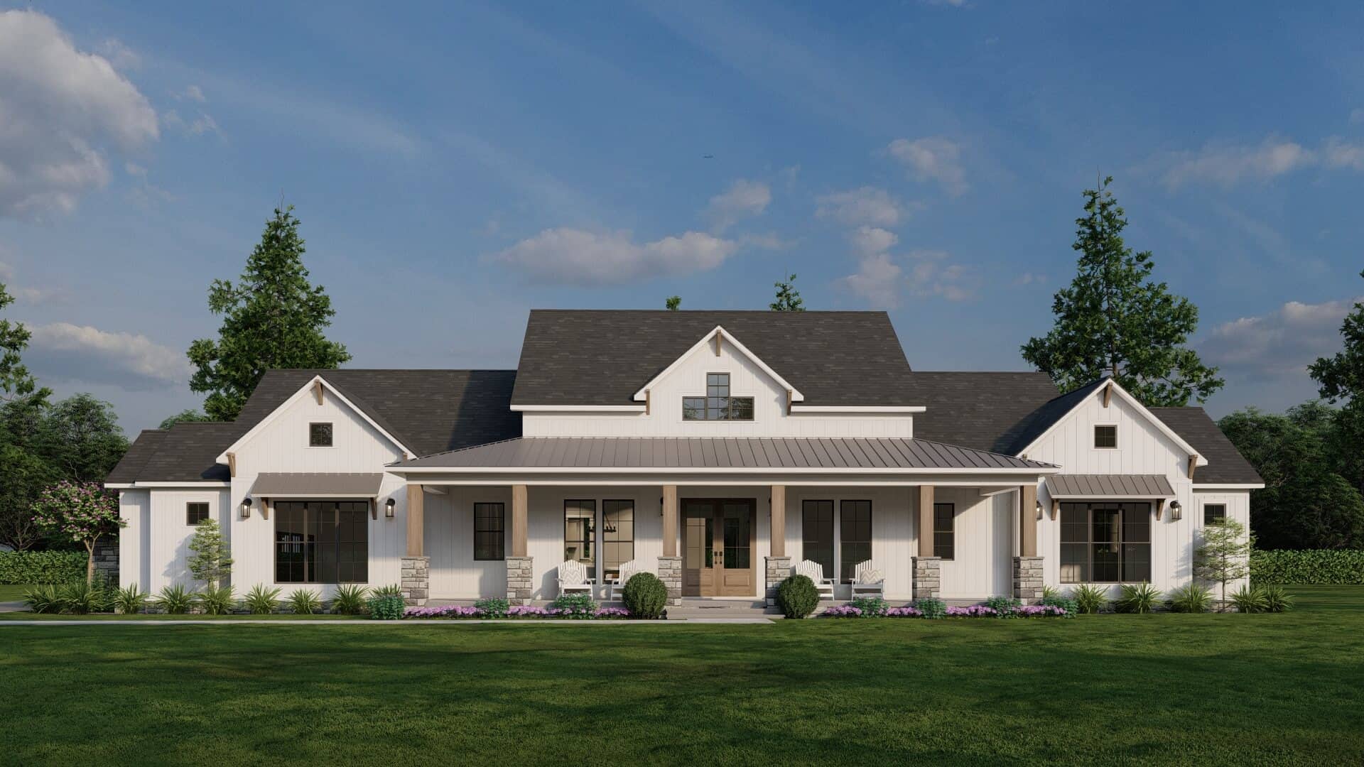 4-Bedroom, 2930 Sq Ft Farmhouse House Plan - 193-1313 - Front Exterior