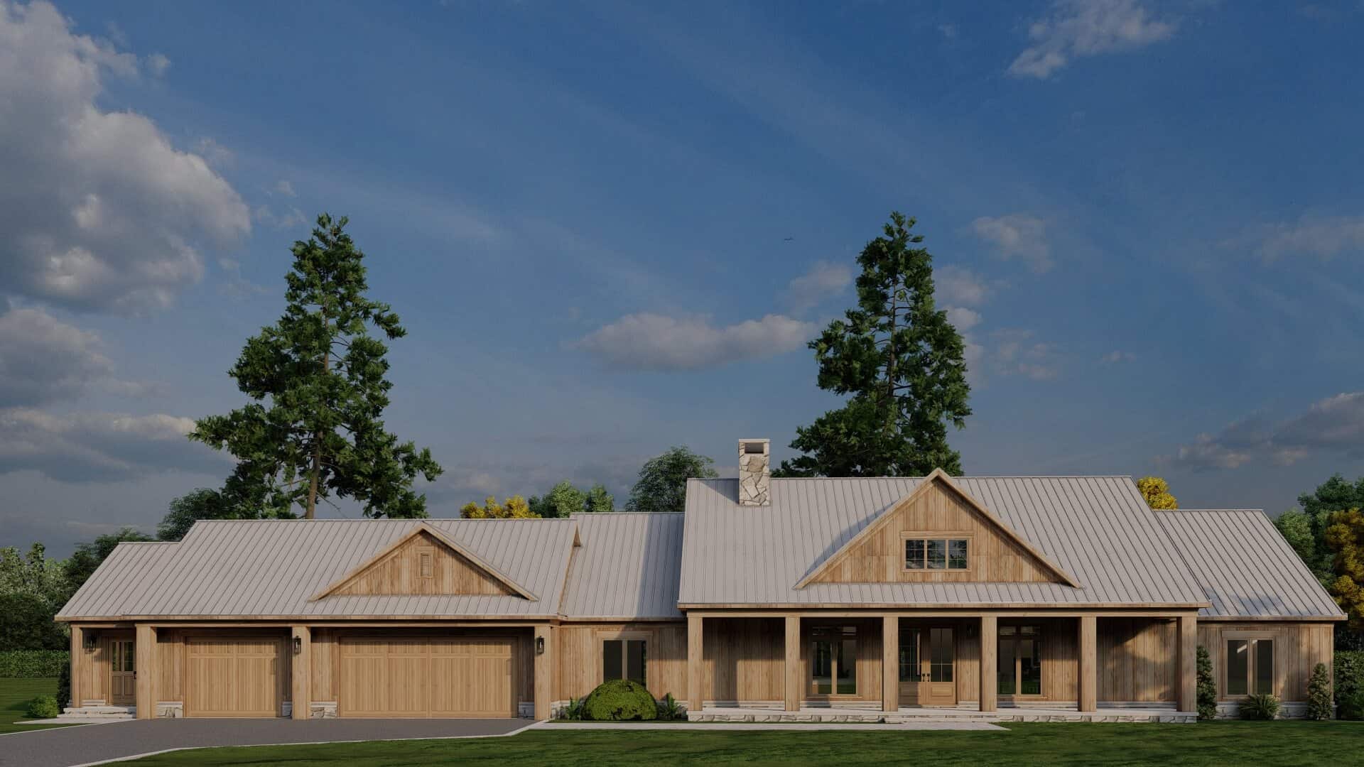 3-Bedroom, 2283 Sq Ft Country House Plan - 193-1361 - Front Exterior