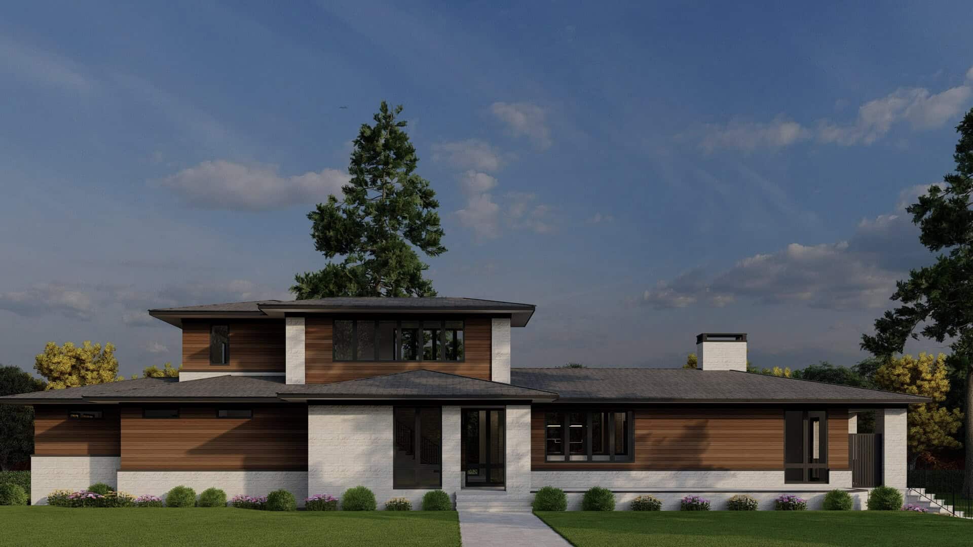 Front elevation of Modern home (ThePlanCollection: House Plan #193-1370)