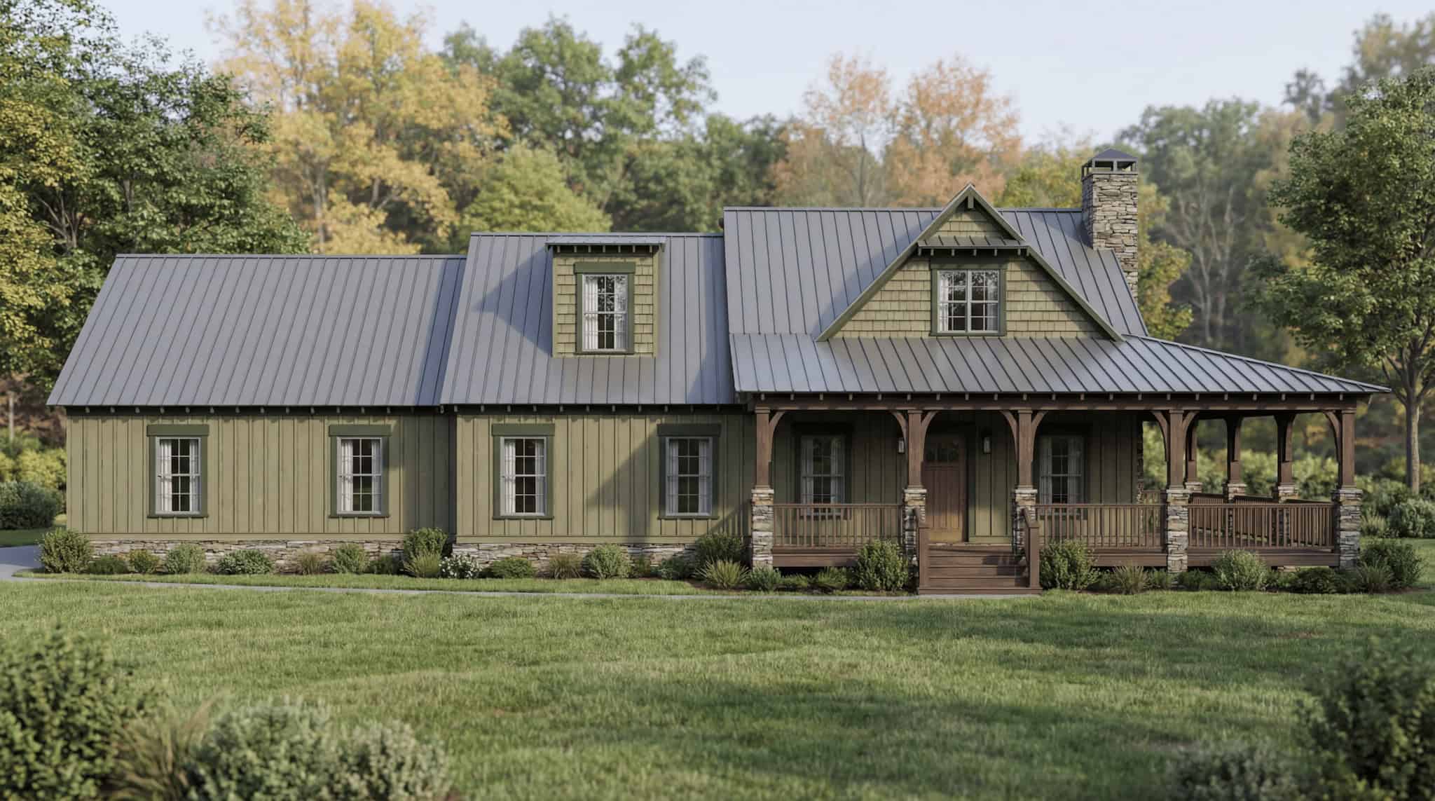Front elevation of Rustic home (ThePlanCollection: House Plan #193-1387)