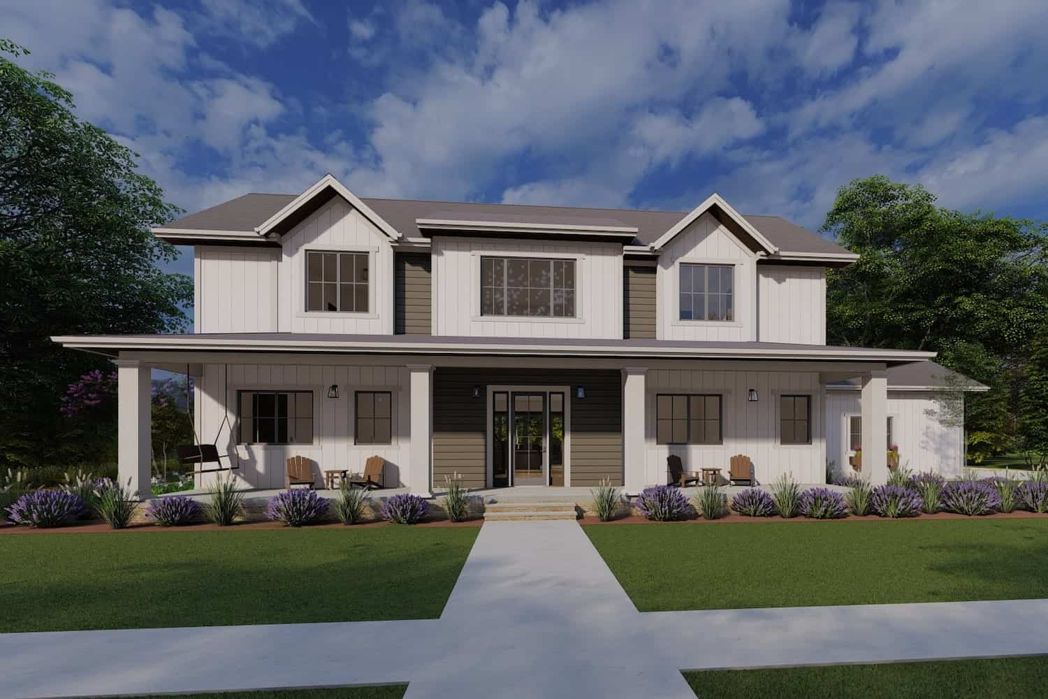 3-Bedroom, 4377 Sq Ft Farmhouse Home Plan - 194-1066 - Main Exterior