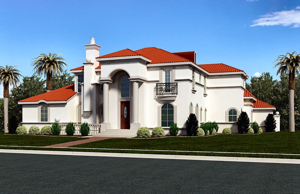 4-Bedroom, 3245 Sq Ft Mediterranean Home Plan - 195-1013 - Main Exterior