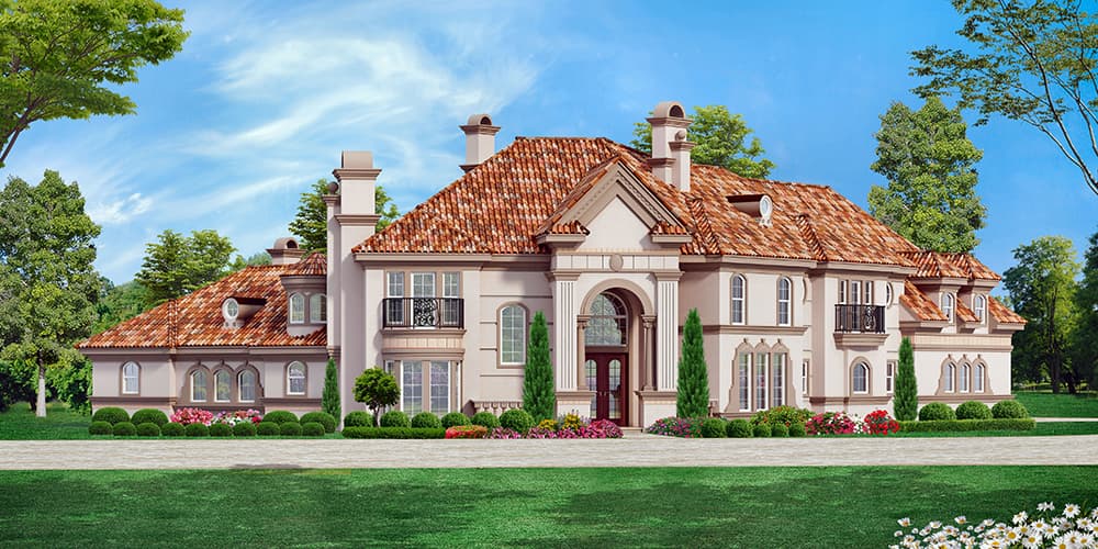 5-Bedroom, 5057 Sq Ft Mediterranean Home Plan - 195-1050 - Main Exterior