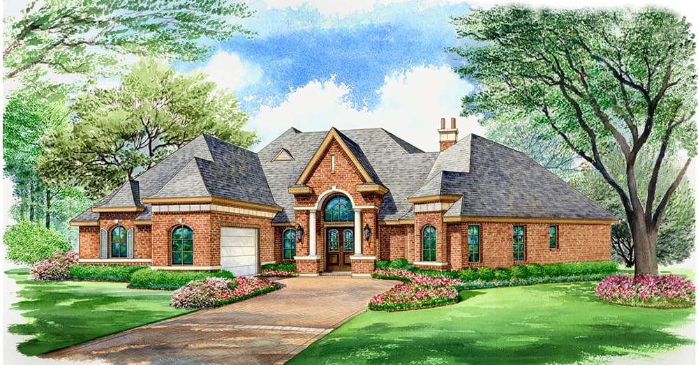 3-Bedroom, 3244 Sq Ft Mediterranean House Plan - 195-1054 - Front Exterior