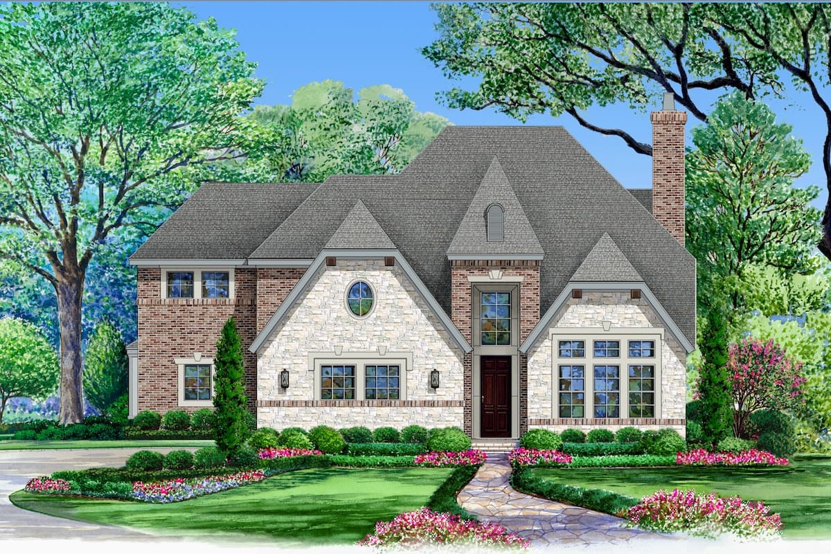 4-Bedroom, 4897 Sq Ft European House Plan - 195-1057 - Front Exterior
