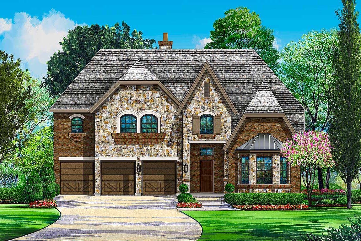 5-Bedroom, 4827 Sq Ft European House Plan - 195-1100 - Front Exterior