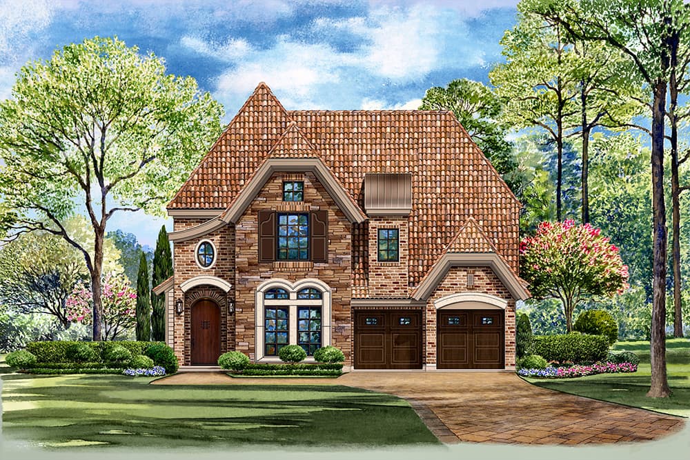 3-Bedroom, 3436 Sq Ft Tudor Home Plan - 195-1124 - Main Exterior