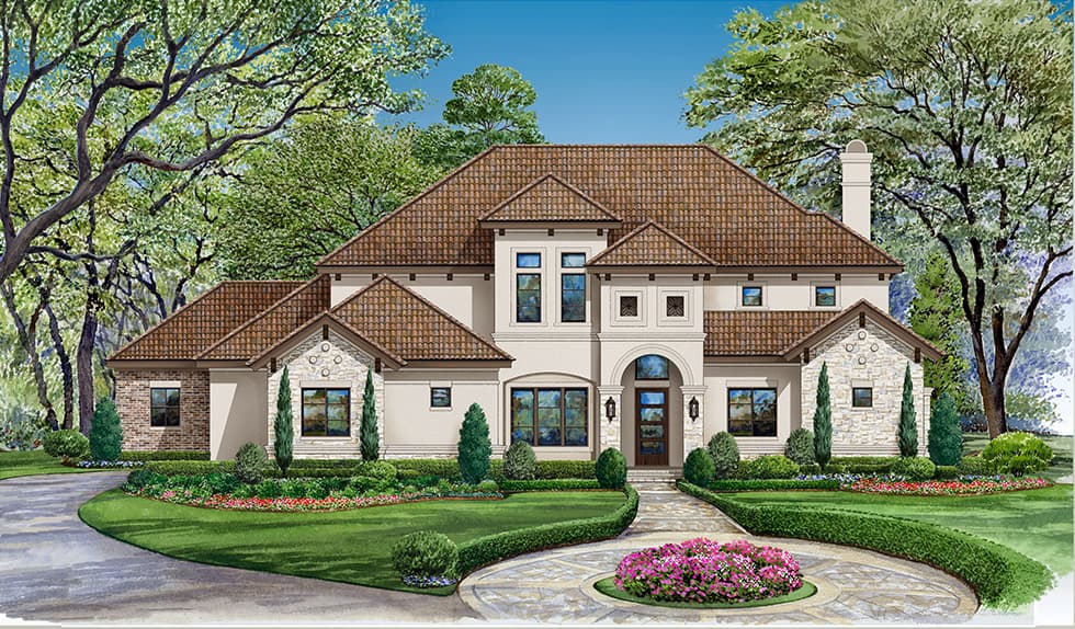 4-Bedroom, 3560 Sq Ft Mediterranean Home Plan - 195-1149 - Main Exterior