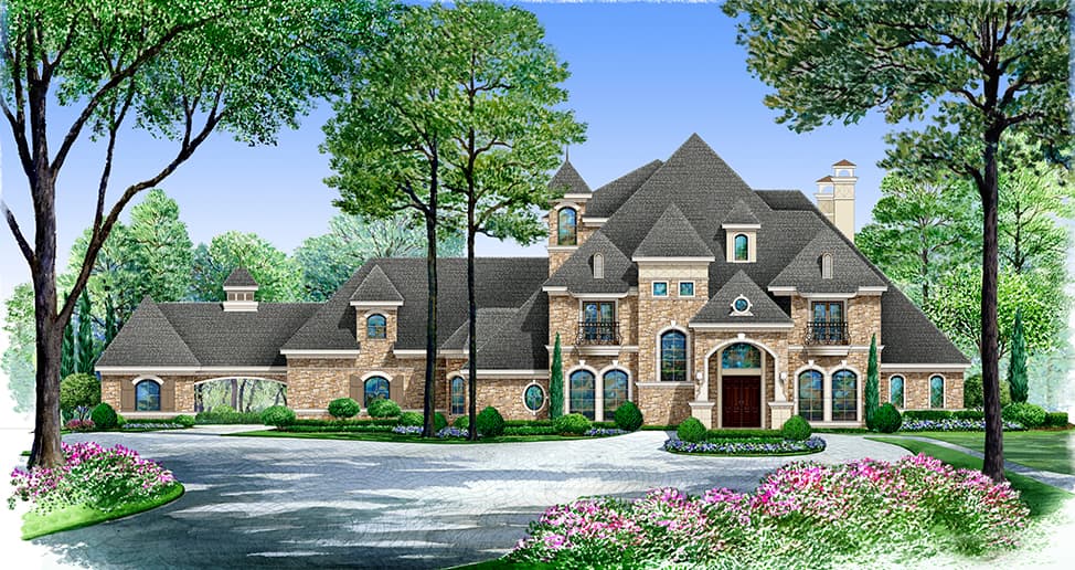 5-Bedroom, 6291 Sq Ft Mediterranean Home Plan - 195-1164 - Main Exterior