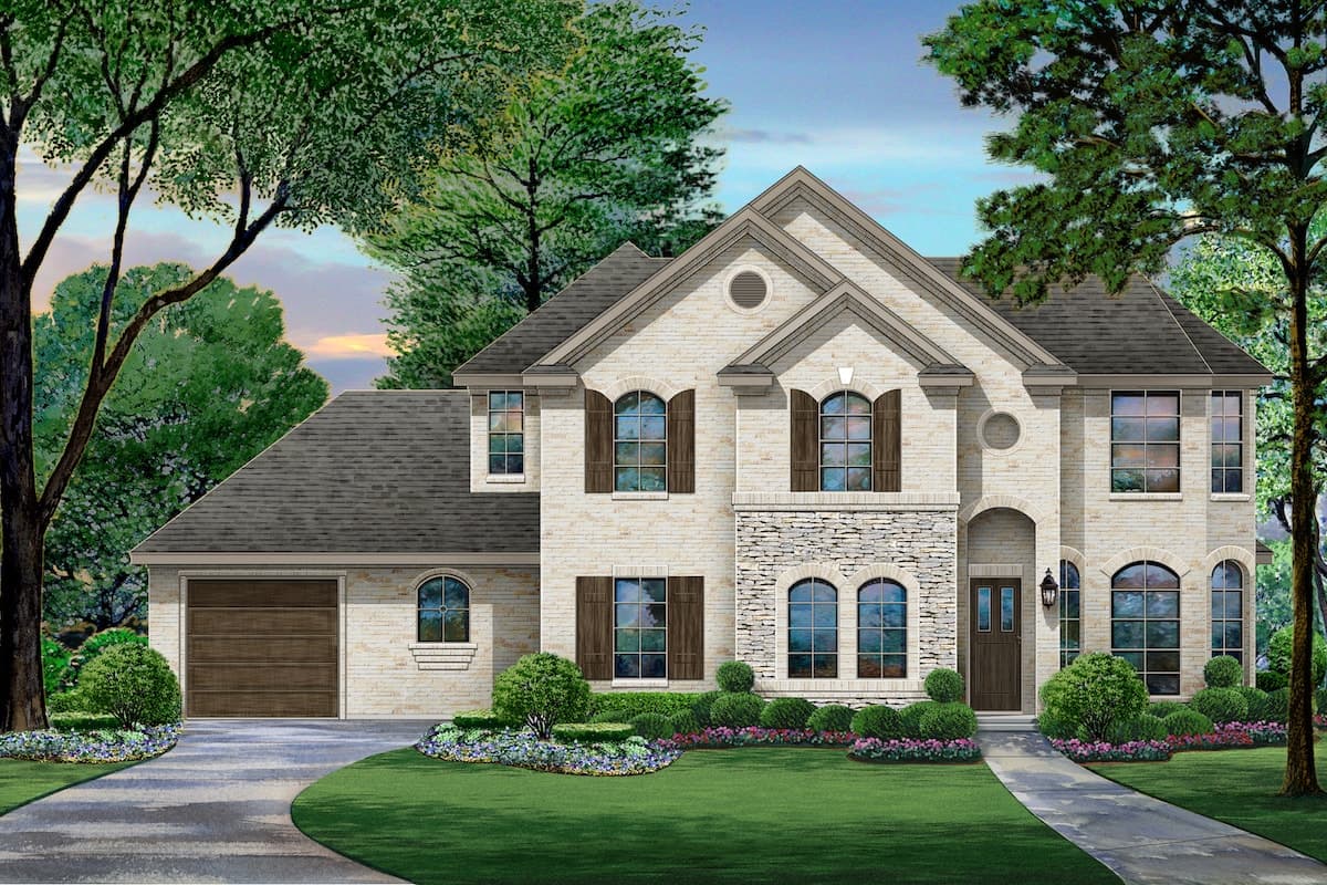 4-Bedroom, 3110 Sq Ft Tudor House Plan - 195-1209 - Front Exterior