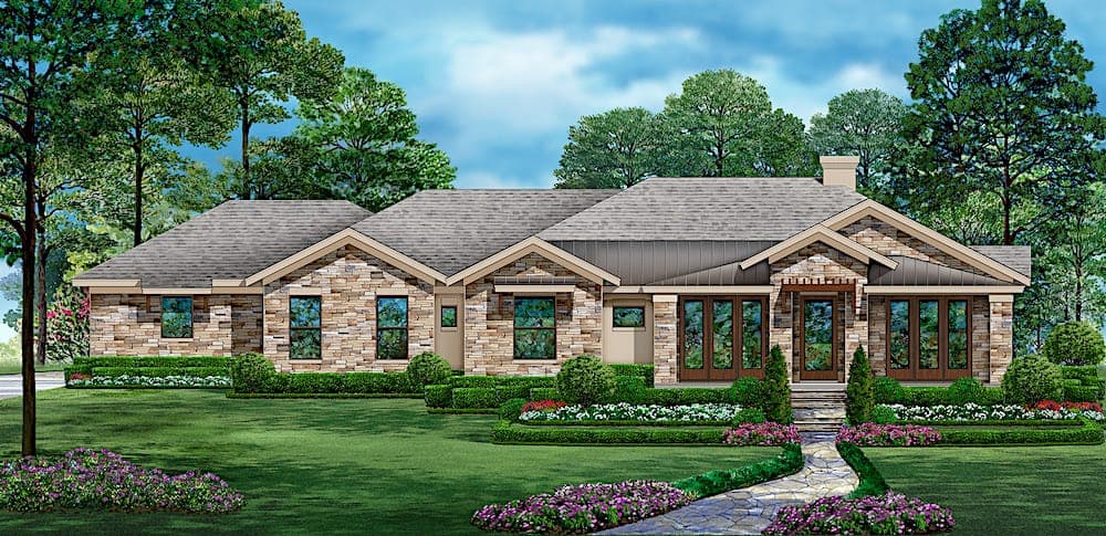 3-Bedroom, 2815 Sq Ft Rustic House - Plan #195-1220 - Front Exterior
