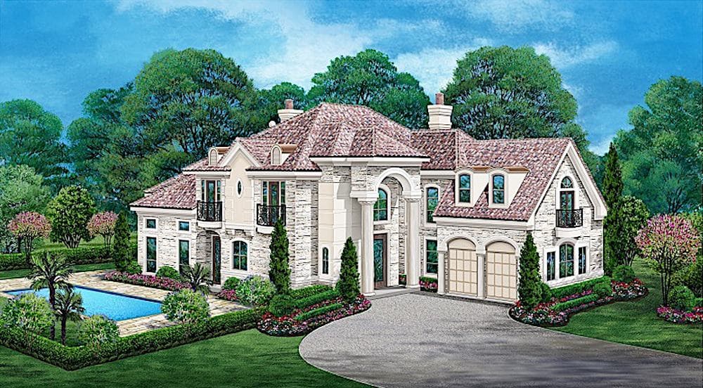 3-Bedroom, 4416 Sq Ft Mediterranean Home - Plan #195-1258 - Main Exterior