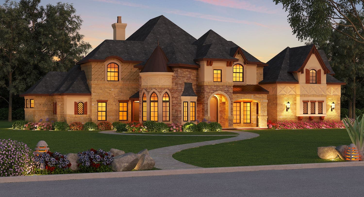 4-Bedroom, 4691 Sq Ft European House - Plan #195-1293 - Front Exterior