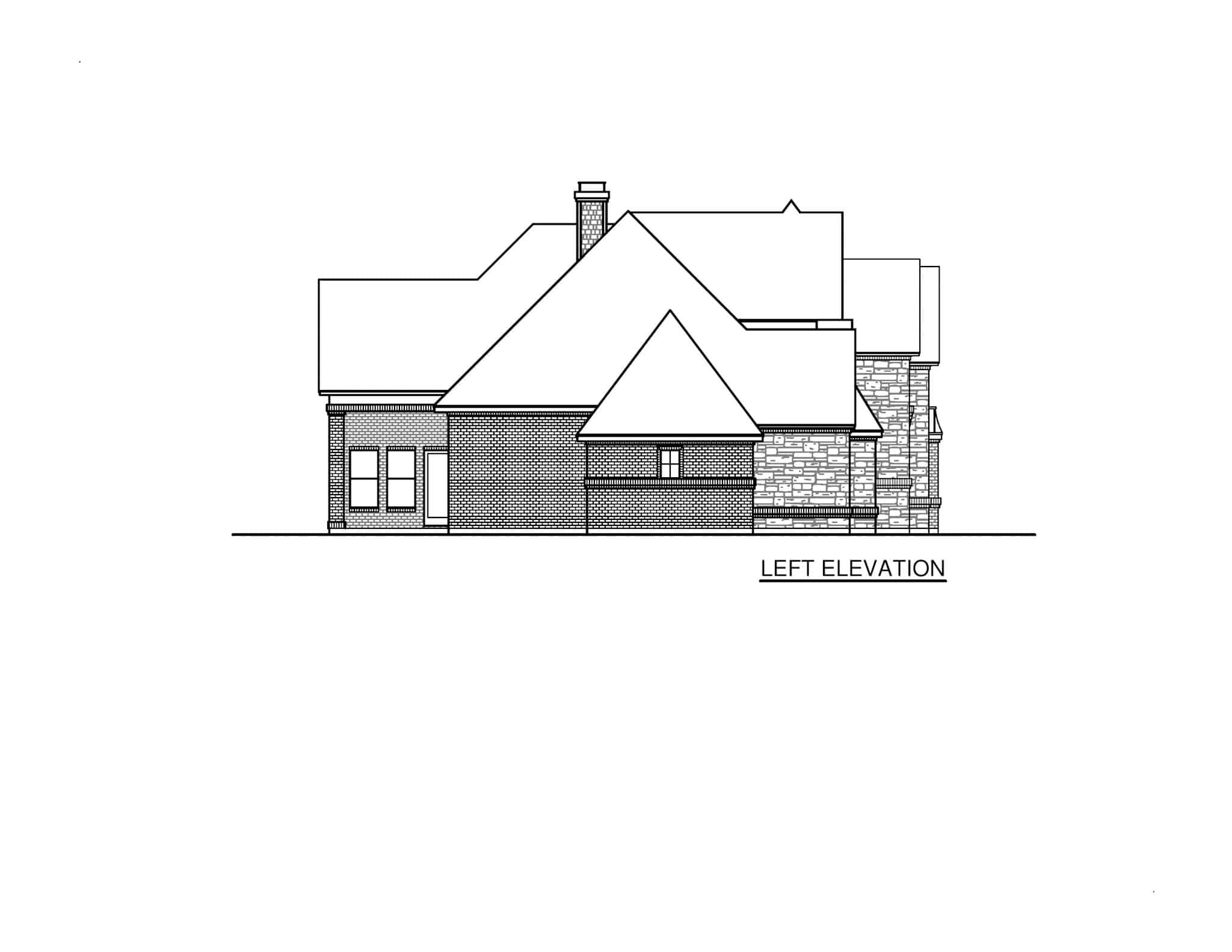 Home Plan Left Elevation of this 4-Bedroom,3011 Sq Ft Plan -195-1310