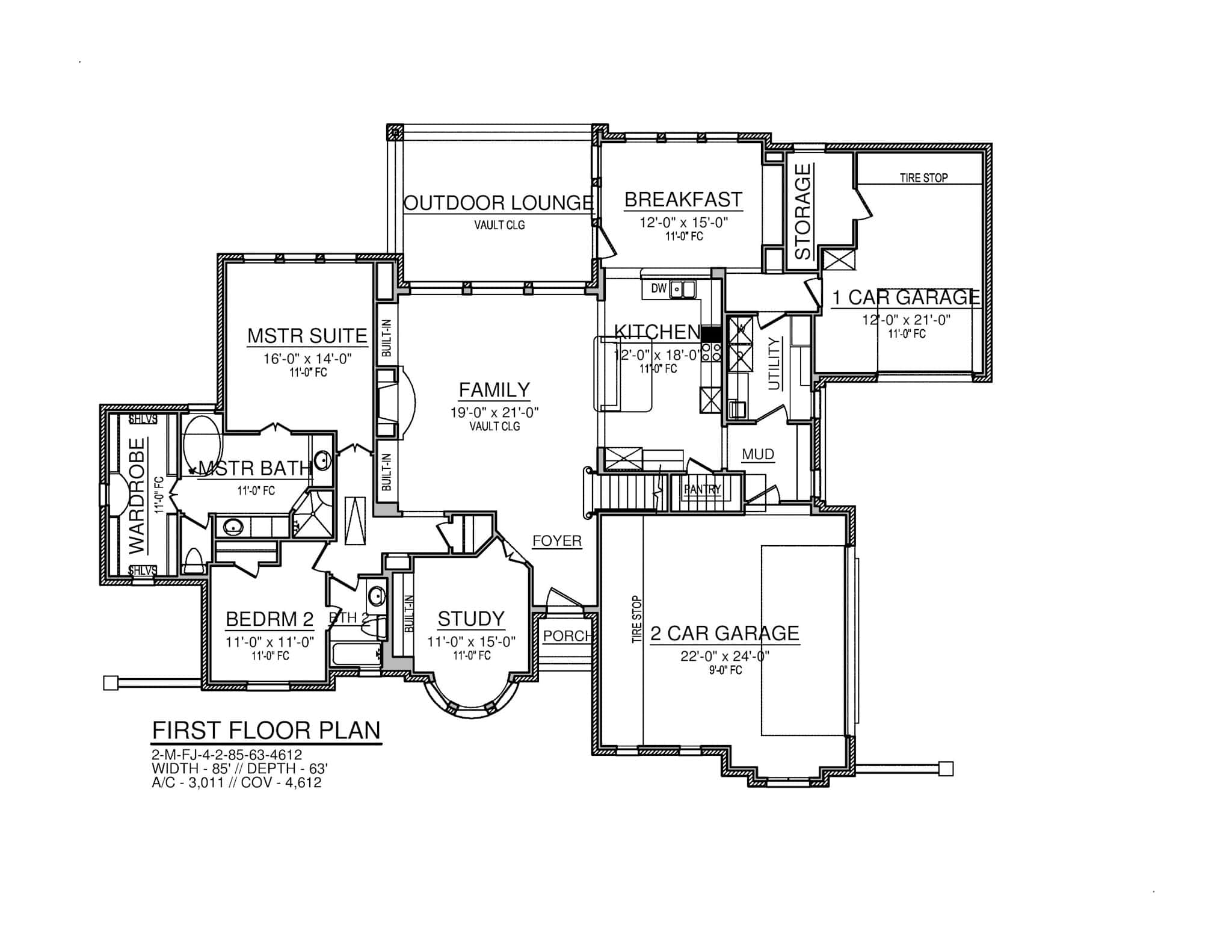 Main Level of Rustic Plan #195-1310