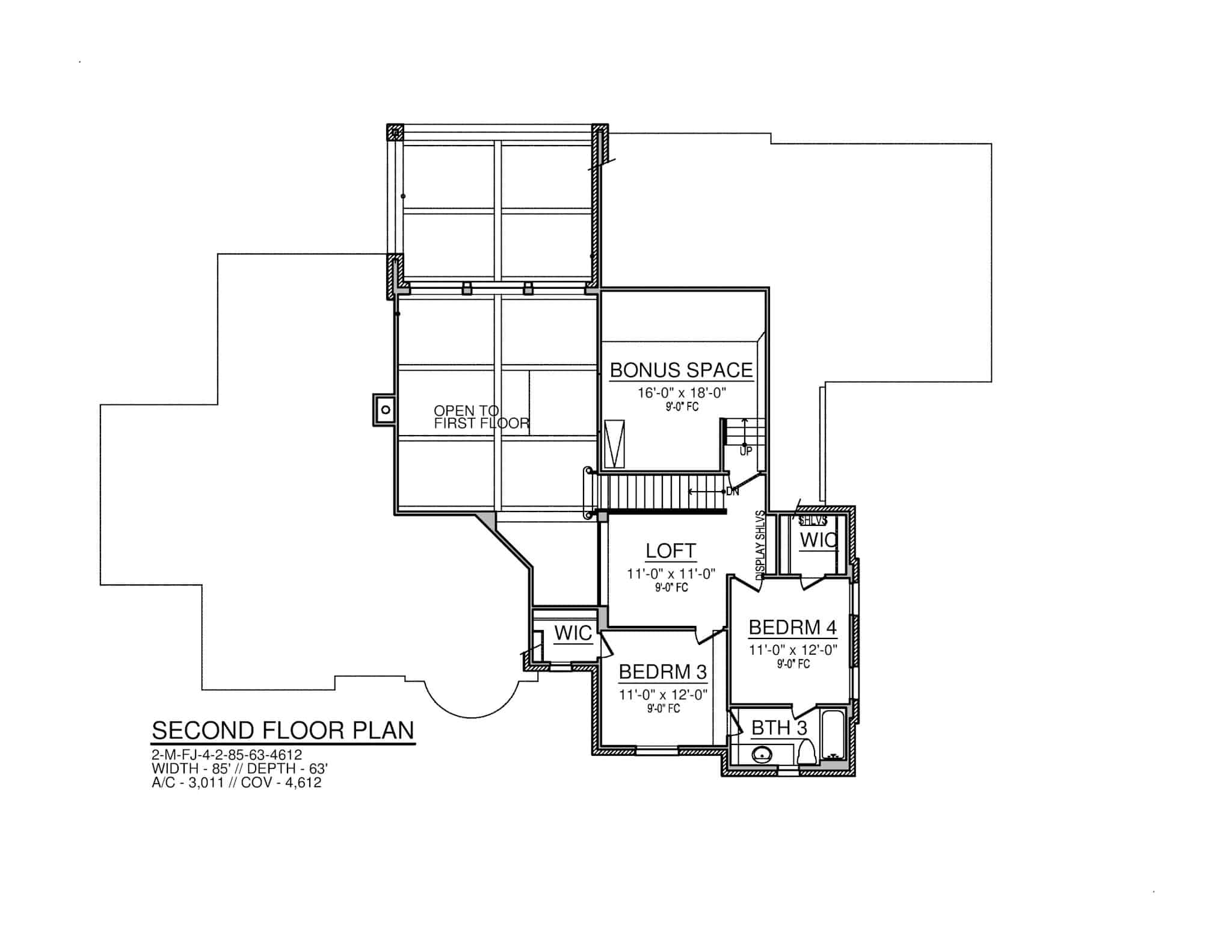 Upper Level of Rustic Plan #195-1310