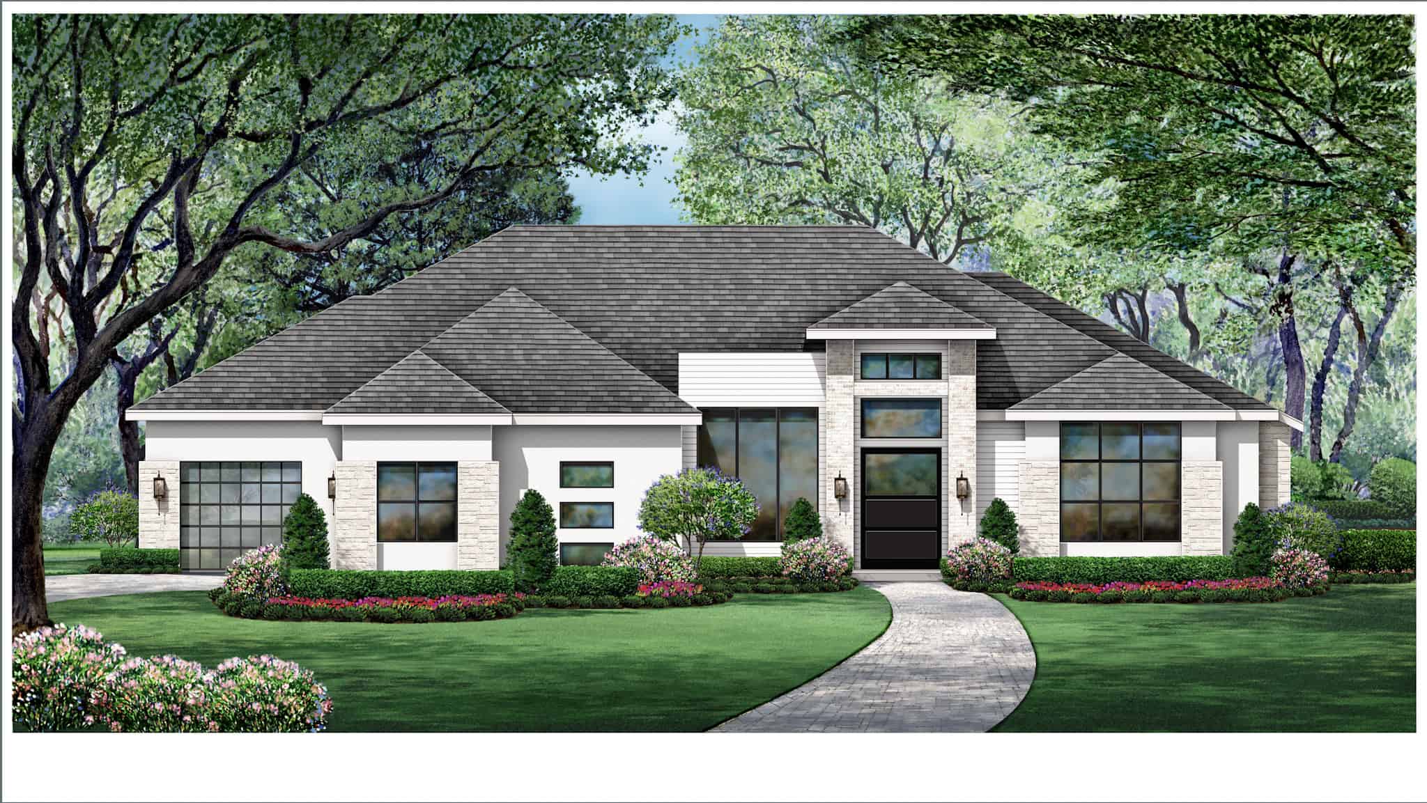 2-Bedroom, 3554 Sq Ft Ranch House Plan - 195-1338 - Front Exterior
