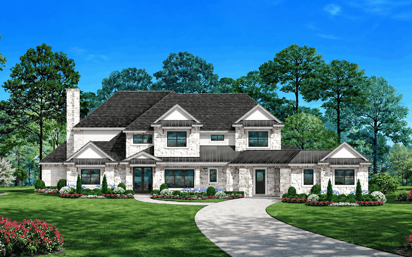 Front elevation of European home (ThePlanCollection: House Plan #195-1354)