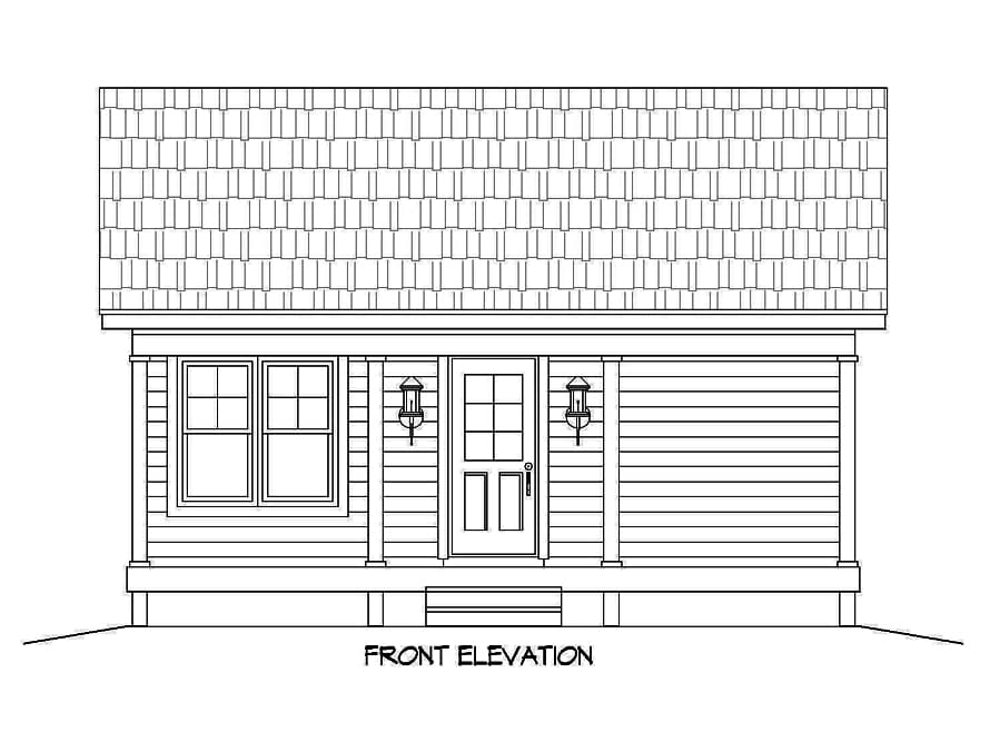 Home Plan Front Elevation of this 1-Bedroom,561 Sq Ft Plan -196-1050