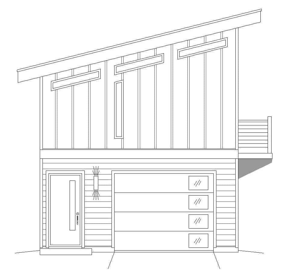 Home Plan Left Elevation of this 0-Bedroom,400 Sq Ft Plan -196-1098