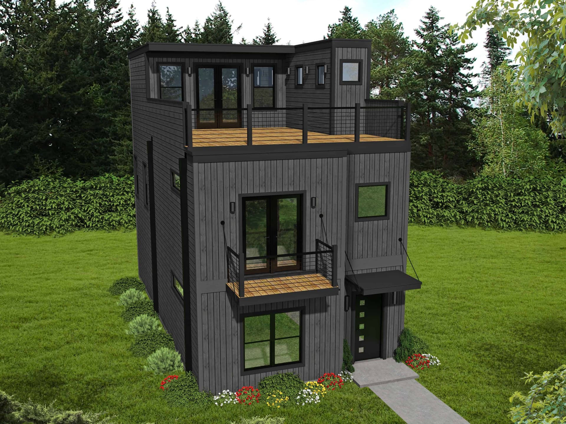 2-Bedroom, 1834 Sq Ft Modern Home Plan - 196-1113 - Main Exterior