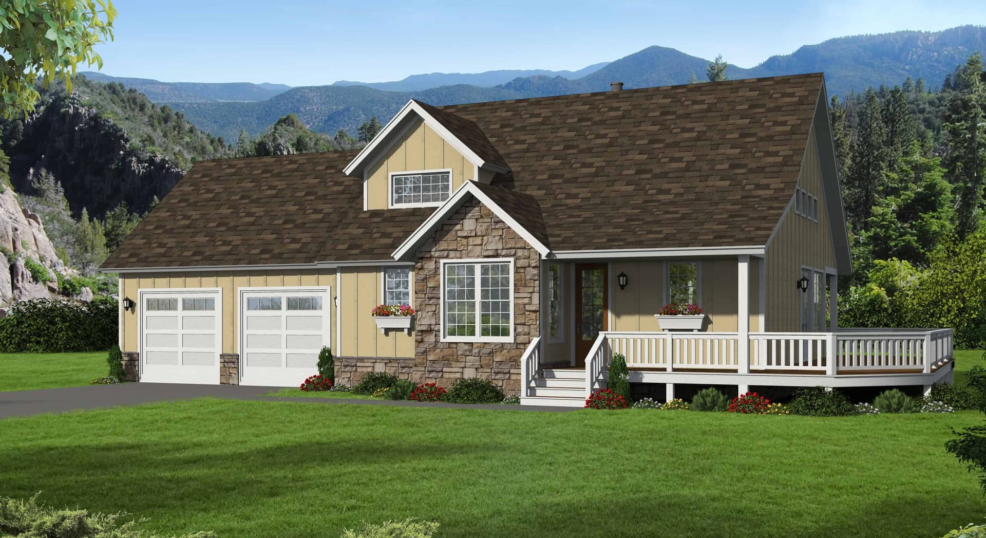 3-Bedroom, 1854 Sq Ft Farmhouse Home Plan - 196-1129 - Main Exterior