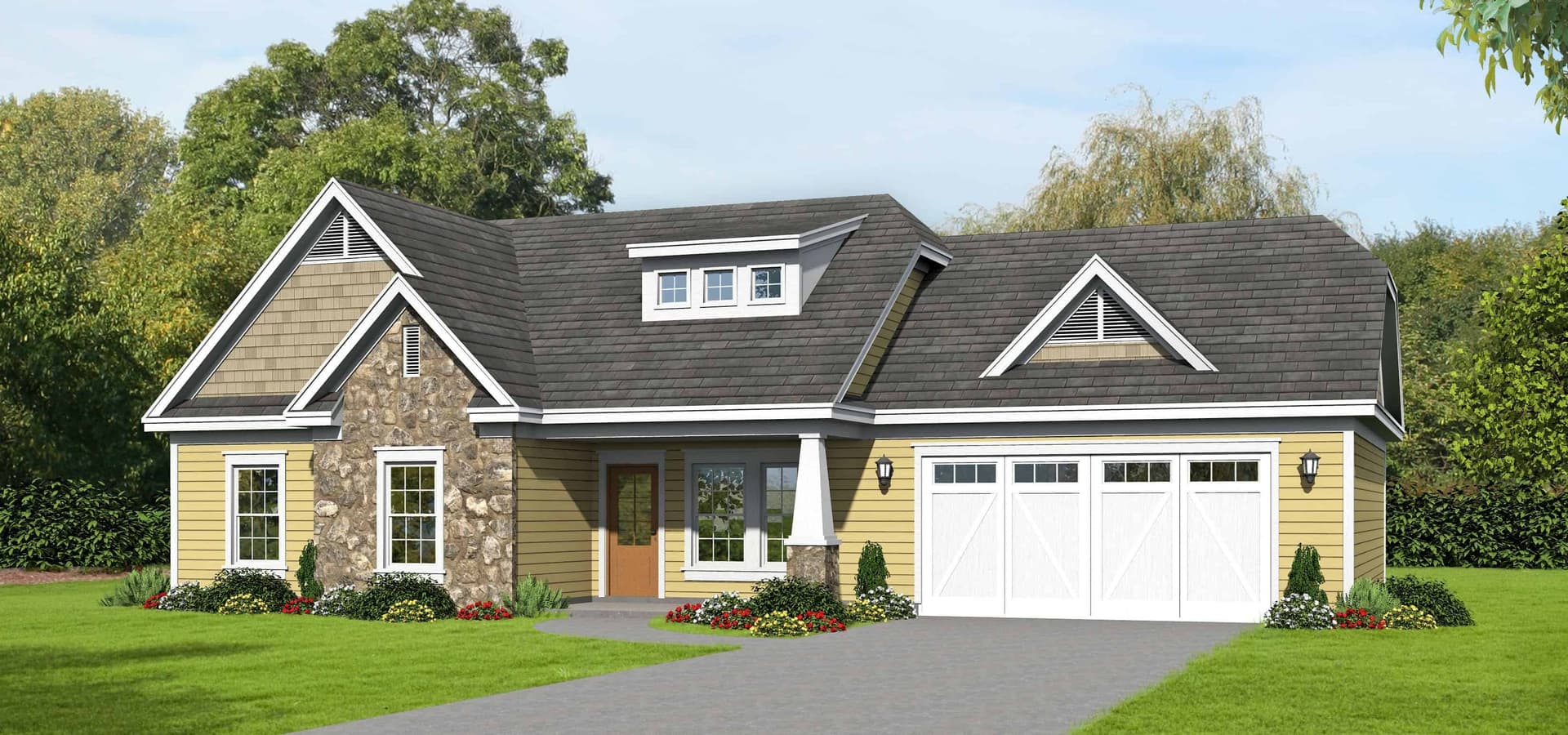 3-Bedroom, 1321 Sq Ft Ranch Home Plan - 196-1130 - Main Exterior