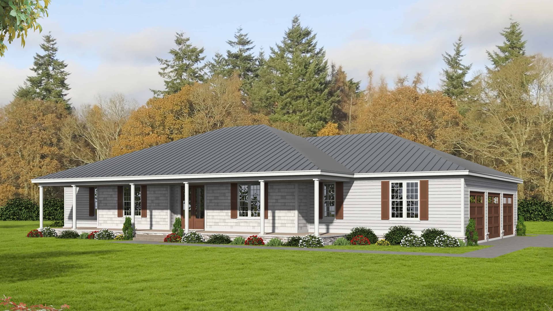 4-Bedroom, 3617 Sq Ft Ranch House Plan - 196-1171 - Front Exterior