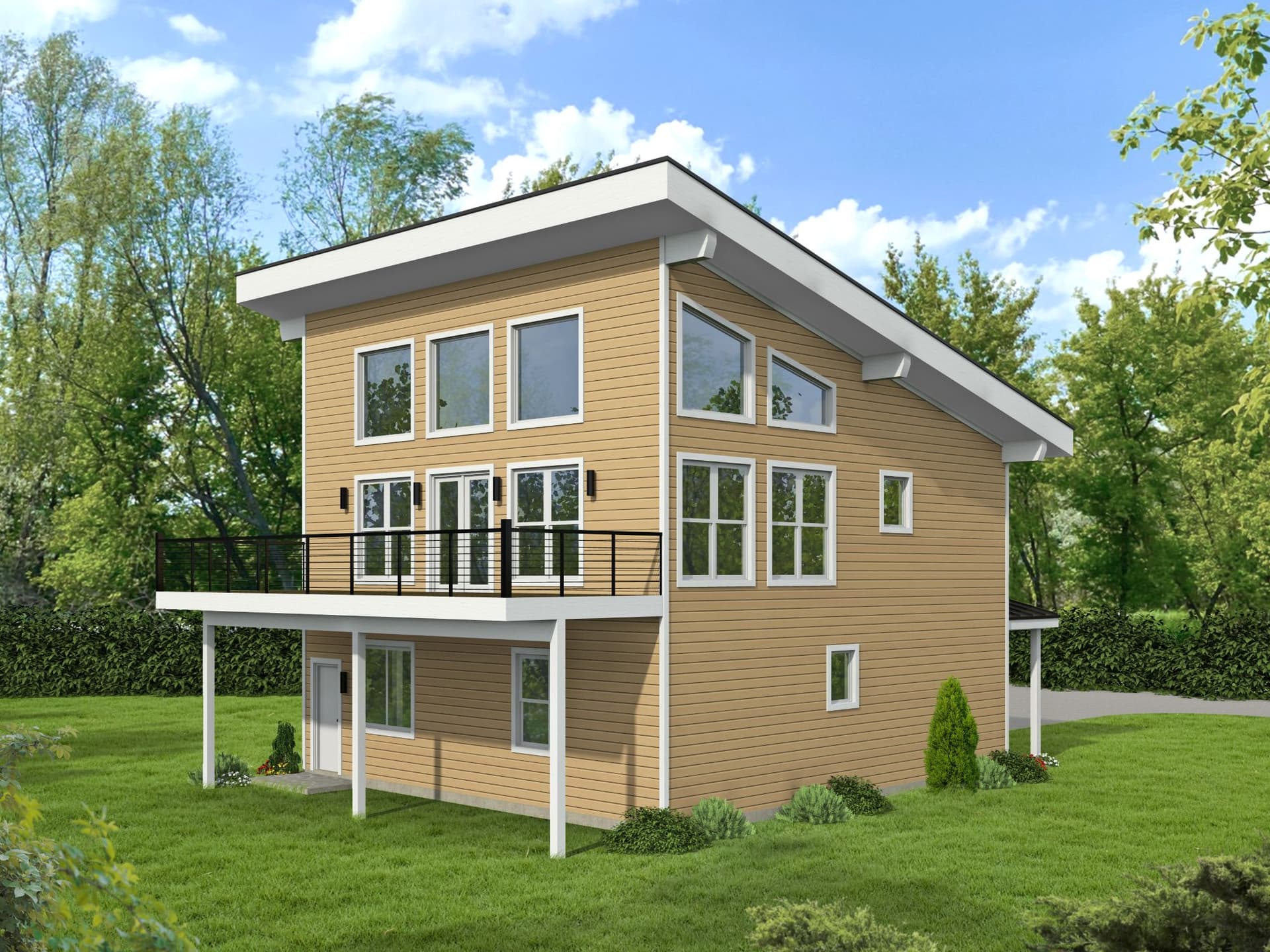 3-Bedroom, 1810 Sq Ft Contemporary House Plan - 196-1862 - Front Exterior